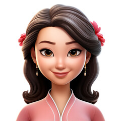 Wall Mural - Memoji, beautiful smiling Chinese woman сreated with Generative Ai