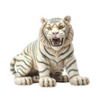 antique tiger statue isolated on transparent background, element remove background - A white tiger with green stripes is sitting on a white background