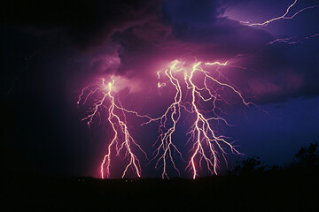 Poster - lightning in the night sky