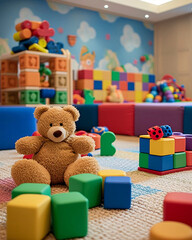 Wall Mural - teddy bear with gifts