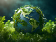 Earth covered in lush green forests, symbolizing environmental conservation and biodiversity