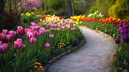 Sticker - tulip field in spring