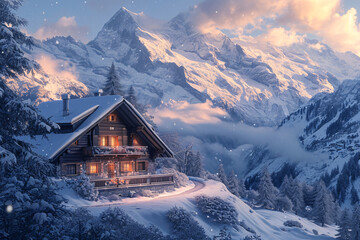 Canvas Print - house in the mountains