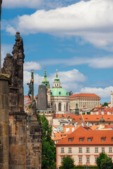 Wall Mural - Mala Strana old district with St Nicholas Church andthe iconic Charles Bridge in Prague