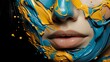 Farben im Gesicht, abstrakte Kunst, KI, Bunte Farben, Vielfalt, Portrait, Designfarben
