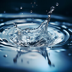 Canvas Print - Macro shot of a droplet splashing into water.