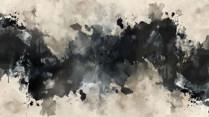 Wall Mural - Black and Ivory watercolor texture 