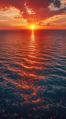 Wall Mural - Fiery Ocean Sunset