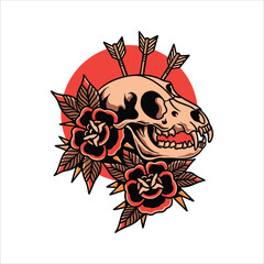 Wall Mural - dog skull tattoo vector design