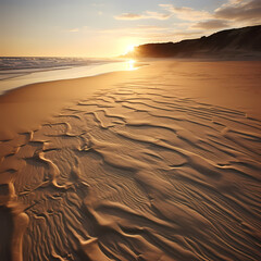 Wall Mural - Shadows cast on a sandy beach at sunset.