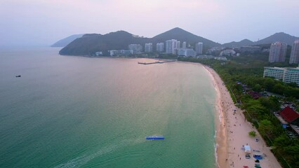 Poster - Sunset Aerial Photography of the Coastal Scenery of Sanya and the East China Sea in Hainan, China