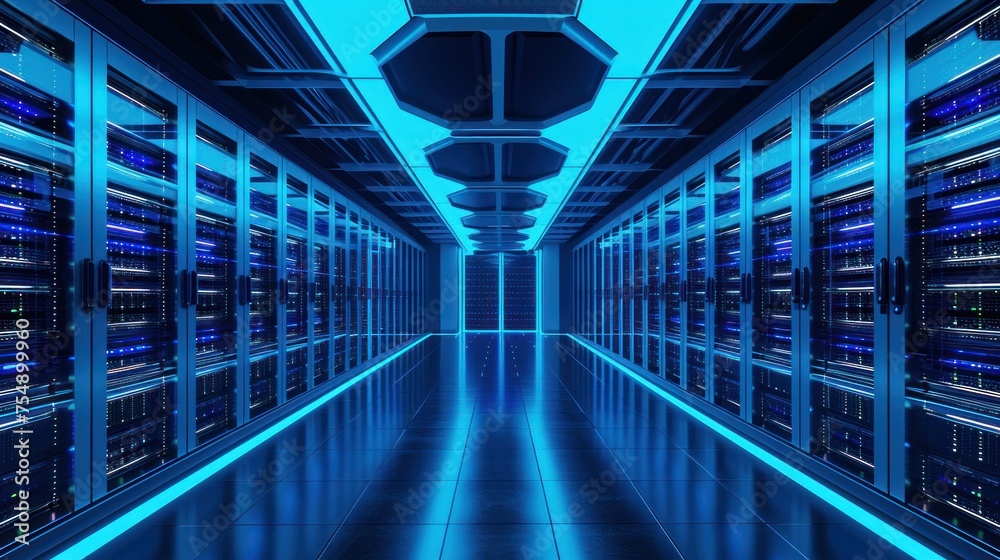 Data Informatique Une salle de serveurs informatique, centre de données, data center dans ...