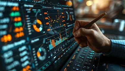 Poster - Visualizing Economic Expansion: A Close-Up of Hand-Drawn Graph Amidst Global Economic Reports