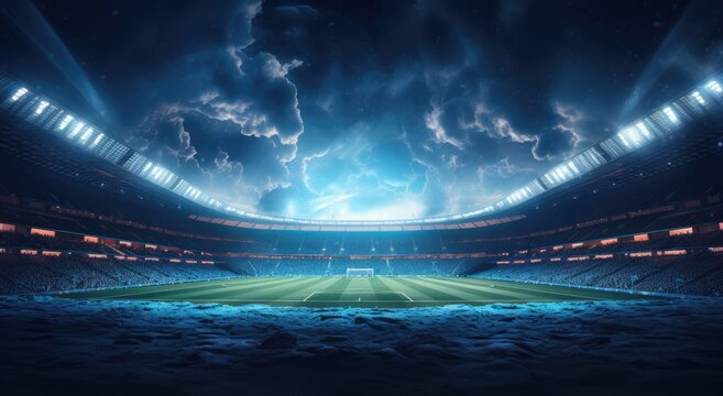 soccer stadium scene with lights