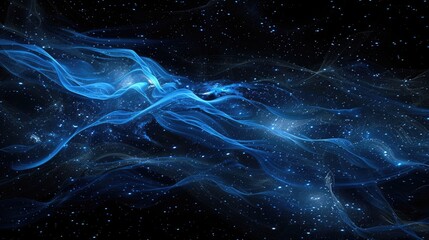 Poster - Dark screensaver on PC.  Waves in space. AI generative.