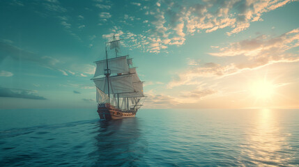 Wall Mural - ship in the sea