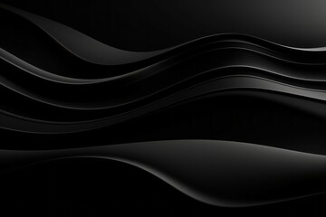 Poster - Horizontal Abstract Luxurious dark black background with wavy smooth lines. Futuristic Texture, Drawing from copy space