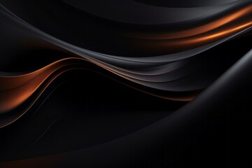 Poster - Horizontal Abstract Luxurious dark black background with fiery wavy smooth lines. Futuristic Texture, Pattern, copy space