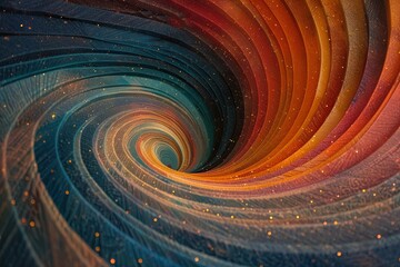 Poster - A vibrant swirl pattern with concentric circles in rainbow colors and stars in the center. Generative AI