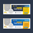 © MdNayem - Real estate business cover design, House property sale advertising social media banner, Multipurpose horizontal ads template.