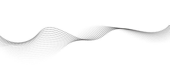 Flowing Dot Wave Pattern Halftone Curve Shape on Transparent Background