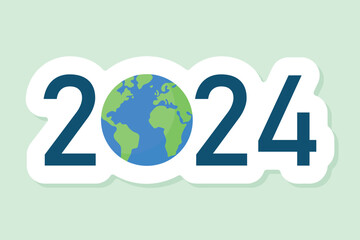 Wall Mural - Earth Day 2024, numbers and globe vector sticker