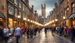 blurred background of crowded street in cambridge uk