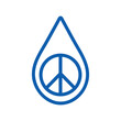 © Liena - Water for Peace symbol, World Water Day 2024, waterdrop with peace sign blue line vector icon