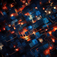 Poster - Abstract patterns formed by city lights at night.