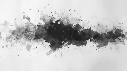 Aufkleber - Black spot on watercolor paper with abstract gray spot on a white background. Ink drop. Gray color. Abstract background and illustration texture.