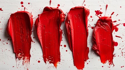 Aufkleber - Brush strokes of red paint drawn with a brush