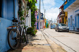 Fototapeta  - colorful getsemani street in cartagena de indias, colombia.