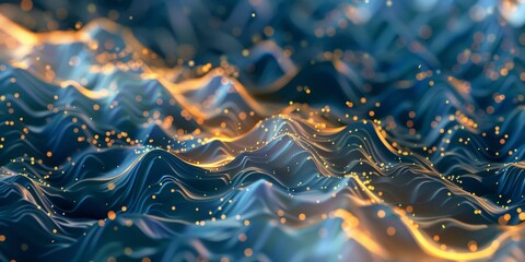 Wall Mural - the image is a computer generated image of a wave with a lot of sparkles