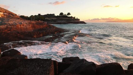 Wall Mural - Sunset at rocks