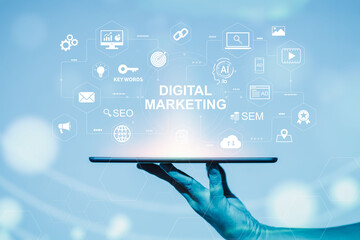 Wall Mural - digital marketing business technology. website adertisement email social media network, seo, sem vid