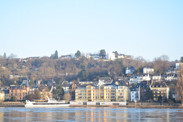 Wall Mural - Koblenz Pfaffendorf in winter with low winter sun