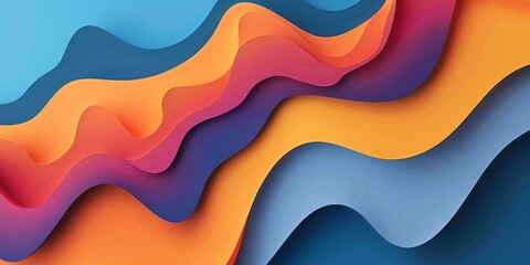 Wall Mural - A colorful wave with blue, orange, and purple colors - stock background.