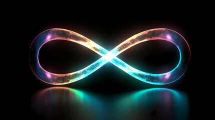 infinity sign on bright neon background