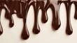 The texture of realistic dripping chocolate cream. Modern isolated border border of liquid melted chocolate cream. 3d drip flow of dark cacao for dessert decoration. Brown horizontal glaze wave with