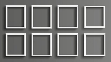 Poster - Shadow box modern frame template set on transparent background. Modern illustration of rectangle page border shading. Realistic isolated empty poster edge lines set with gradient overlay.