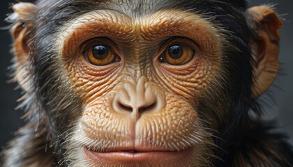 Wall Mural -  a close up of a monkey's face with a blurry look on it's face and eyes.