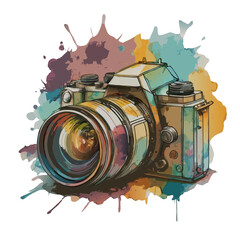 Wall Mural - watercolor camera isolated colorful graphics