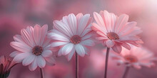Beautiful Pink Daisies In Front Of A Soft Pink And White Background