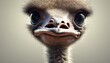  a close up of an ostrich's face with an odd looking look on it's face.