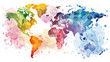 Weltkarte Aquarell Wasserfarben Bunt Welt Globus Map Vektor