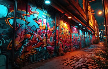 Abstract graffiti paintings on the concrete wall. Background texture