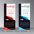 roll-up design template for business, Graphic template roll-up for exhibitions, banner for seminar, layout for placement of photos. Universal stand for conference, promo banner vector,