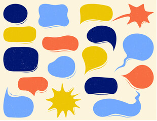 Fototapete - Set of empty speech bubbles, textboxes or frames. Hand drawing. Various shapes. Abstract modern fashion vector illustration. Added with Texture. All elements isolated