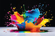 © Usama - Colorful Paint splashes background. Colorful paint splash. Isolated design element on black background. Splashing of the color paint. Colorful paint splash. Colorful paint splashing.