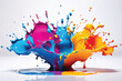 © Usama - Paint splashes. Background with splashes of color paint. vibrant splash of paint. solitary design piece set against a clear backdrop. Paint splattering in many colors. vibrant splash of paint.